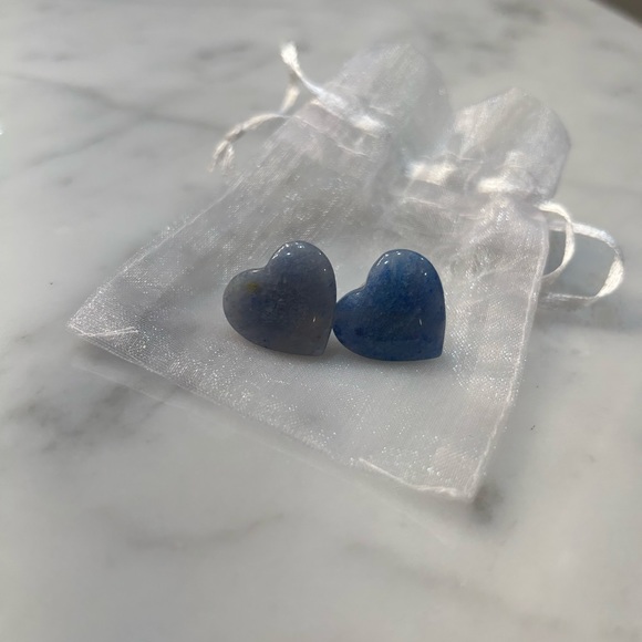 NEW Blue Aventurine heart earrings - Picture 1 of 5